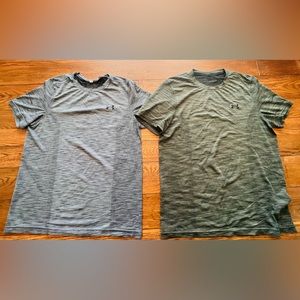 Under Armour Men’s Threadborne Dri Fit Tshirt Lot Sz LG Green & Gray